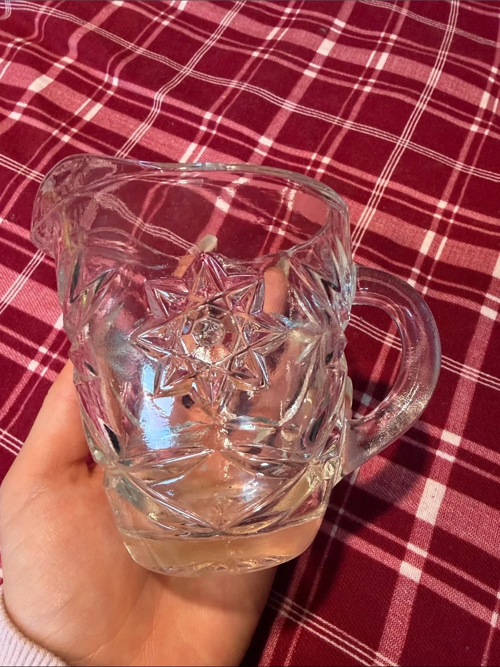 Vtg Anchor Hocking Star of David Glass Creamer Pitcher